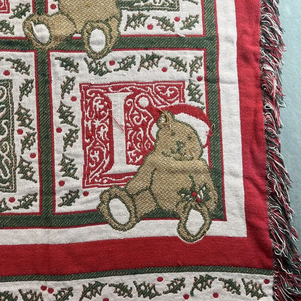 Noel Christmas Bear Tapestry Throw Blanket Afghan Beacon Tapestry 42x32